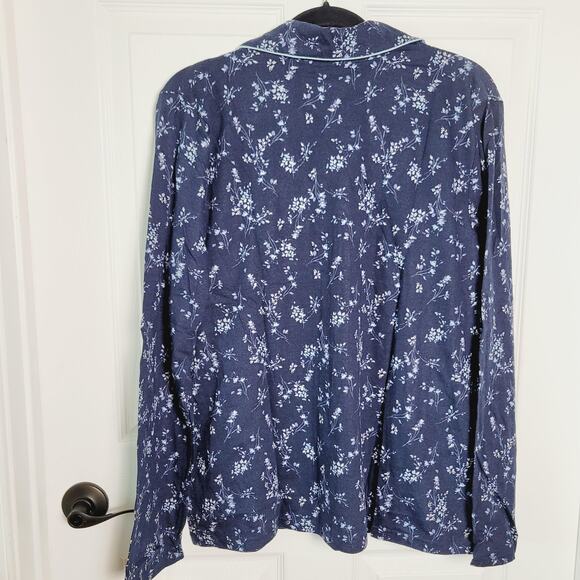 Croft & Barrow Pajama Set Womens Large Navy Blue Floral Extra Soft 2 Piece New - Picture 5 of 16